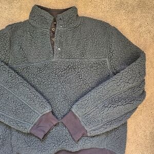 M.Singer Mens Navy Mock Neck 1/4 Snap Jacket Fleece Pullover Size L Warm Cozy